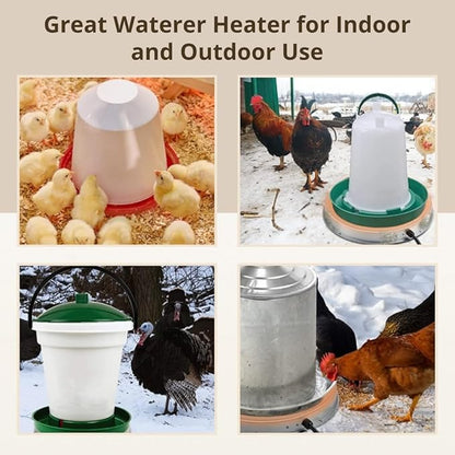 Heated Base Water Heater for Poultry Waterer, 55 Watts Chicken Pet Water Deicer, Metal Poultry Founts Pet Heater for Winter