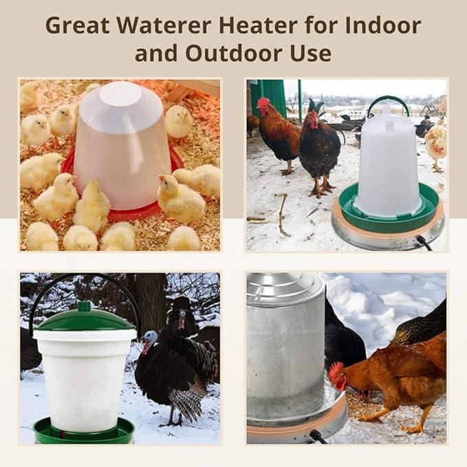 Heater Water Pet for Metal Poultry Founts, Chicken Waterer Poultry Base Deicer Heated Heated Base Pet Water Heater Winter 55 Watts for