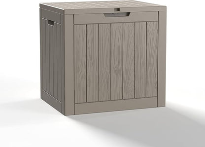 30 Gallon Resin Deck Box, Lockable Outdoor Storage Box for Patio Cushions Storage Furniture,Garden Tools, Pool Supplies, Weatherproof and UV Resistant- Grey