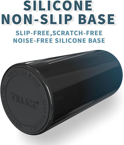 TILUCK Skinny Can Cooler, Stainless Steel Insulated Slim Cans, 12 oz | Beer & Hard Seltzer, Doucle-Walled Stainless Steel Insulated Slim Cans, Slim 12 oz(Glitter IndigoBlack)