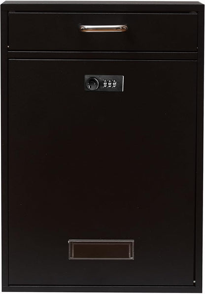Wall Mounted Locking Vertical Dropbox Mailbox - Safe and Secure (Large) | Made with Galvanized Steel (Black Combination Lock)