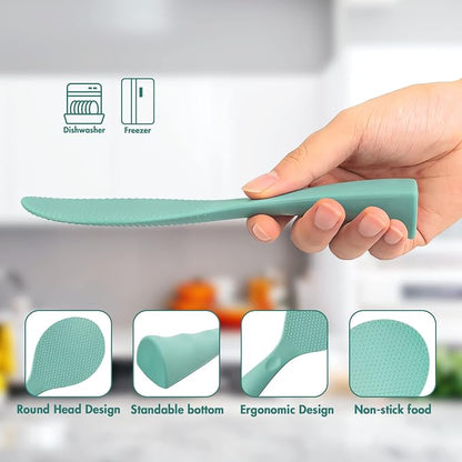 Silicone Standing Rice Spatula with Non-Stick Paddle, Heat Resistant Rice Cooker Spoon, Serving Spoon(Aqua)