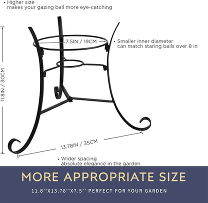 12" Tall Iron Gazing Ball Stand, Classic Stylelish Garden Hardware Metal holder for 8/10/12-Inch, Strong and Durable handmade Gazing Globe Display Stand Decoration for Outdoor, Home, Yards