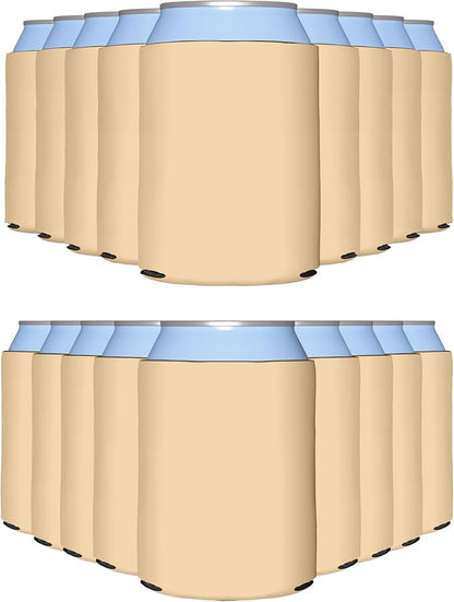 PartyPrints 200 Pack Peach Blank Can Cooler Sleeves, Customizable Bulk Insulated Foam for Beer, Collapsible Plain Drink Holder, Cold Soda Insulator, 12oz Regular, 16oz Tall Cans