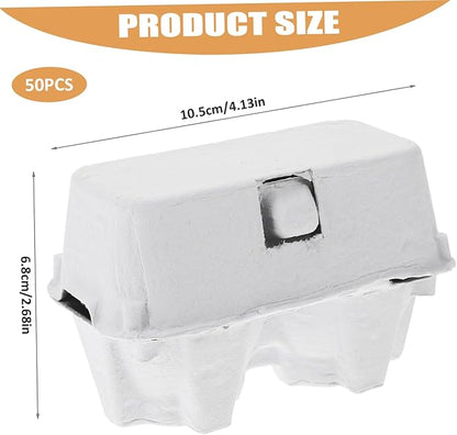 Paper Egg Cartons, 50PCS 2 Count 3x4 Paper Pulp Egg Cartons, Reusable No Breakage for Refrigerator Farm Market Travel.