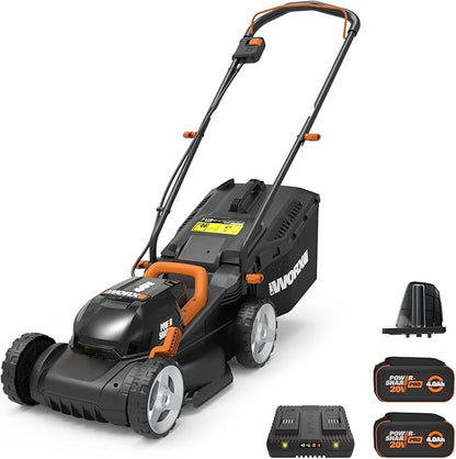 WORX 40V 14" Cordless Lawn Mower for Small Yards, 2-in-1 Electric Mower Cuts Quietly, Compact & Lightweight Push Lawn Mower with 6-Position Height Adjustment WG779 – 2 Batteries & Charger Included