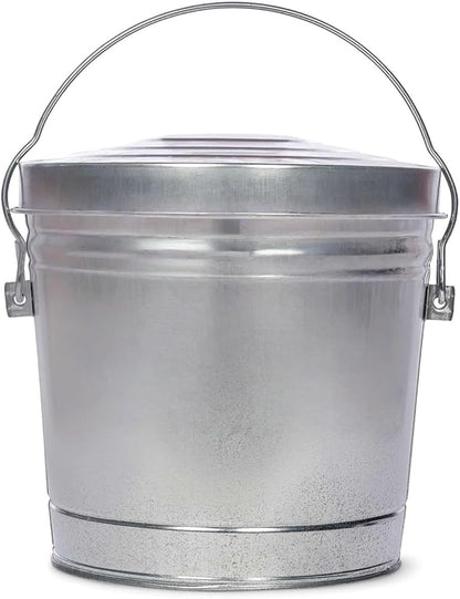 6-Gallon Galvanized Steel Round Trash Can with Locking Lid — Food Storage Container for Dry Goods, Indoor/Outdoor Use