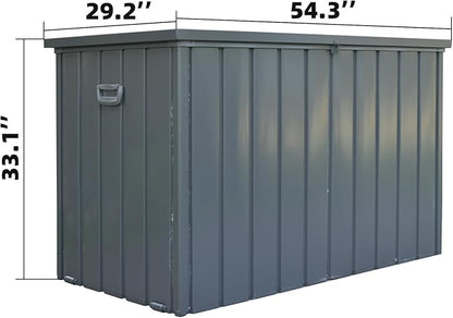 Domi Deck Box 200 Gallon, Waterproof Lockable Steel Outdoor Storage Container for Outside Cushions, Garden Tools and Pools Equipment(Gray)