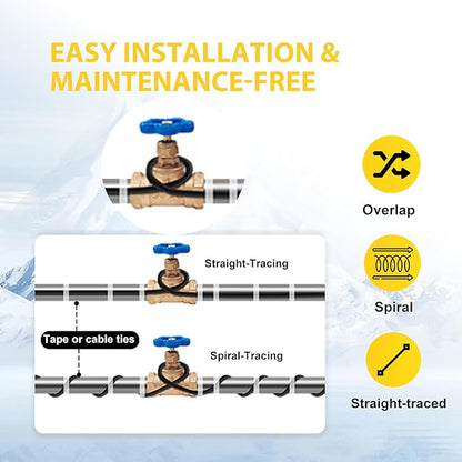 TDSF1 18ft Self-Regulating Heat Tape for Roof Ice Dams, ETL Certified, Suitable for Metal and Plastic Pipes, 120V