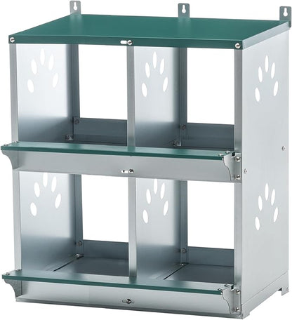 4 Compartment Metal Wall Mount Chicken Nesting Boxes with Easy Egg Collection, Individual Nests for Different Chicken Breeds, 22.05 x 16.92 x 25.59 Inches