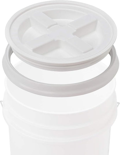 House Naturals 6 Gallon Food Grade BPA Free Made in USA Blue Bucket Pail with White Airtight Screw On Lid (Pack of 2)
