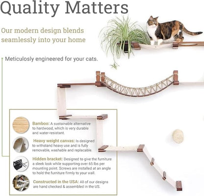 CatastrophiCreations 34" Cat Shelf Wall Mounted Elevated Climb, Lounge and Play Furniture Cat Tree Shelves