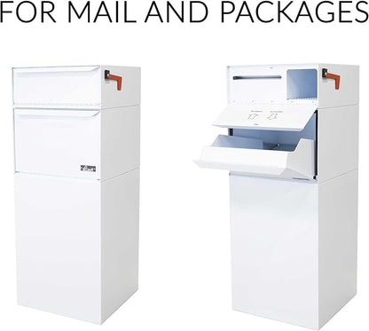 dVault® Full Service Vault DVCS0015 Secure Curbside Mailbox/Package Drop with Locking Letterbox (White)
