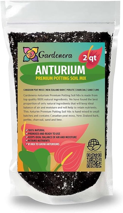 Organic Anthurium Potting Mix by Gardenera - Nourish Your Plants Naturally - 2 QUARTS