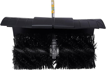 2.3HP Handheld Sweeper 52CC 2 Stroke Gasoline Power Sweeper Outdoor Sweeping Broom Walk Behind Sweeper Cleaner with a Blower Artificial Turf Lawns Driveway Cleaning Tool