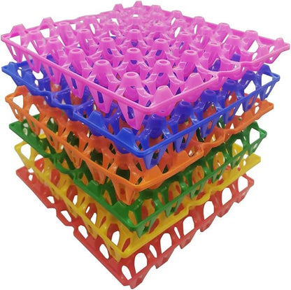 6-Pack Farm Products Chicken Plastic Egg Trays Egg Racks Egg Crate Duck 30 Egg Setting Tray Egg Flats for incubating Carton Transport Poultry Crate (6-Pack Colorful), 11.4 X11.4