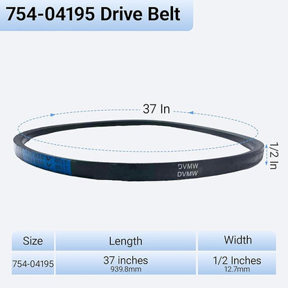 754-04195 954-04195A 1/2" x 37" Auger Drive Belt for Snow Throwers – Compatible with MTD, Troy-Bilt, Cub Cadet, Craftsman, Yard Man, Yard Machines Snow Blowers,Replaces 754-04195A 954-04195A（2/Pack）