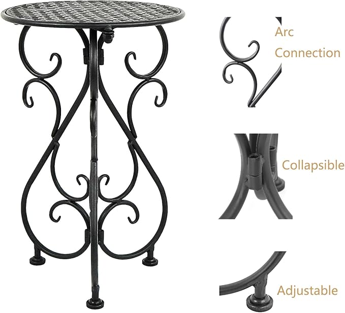 Metal Plant Stand, Heavy Duty Flower Pot Stand 17" Tall, Single Planter Holder for Indoor, Outdoor, Garden, Patio, Porch, Balcony, Home Decor, Black(1 Pack)