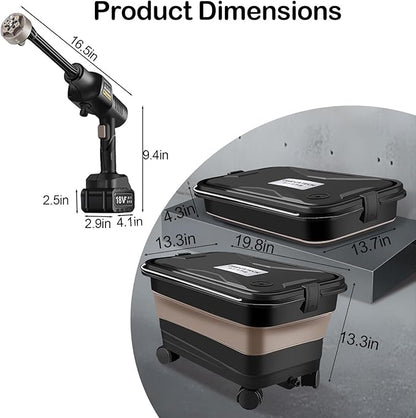 Portable Cordless Pressure Washer, W/Foldable6.08Gal Tank Battery Powered 6-in-1 Nozzle Max 435PSI for Car/Fence/Garden/Floor/Yards Cleaning Camping and Pet Cleaning Electric Washer