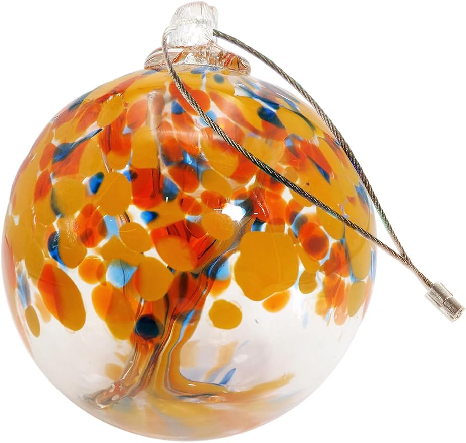 Dale Tiffany Hand Blown Glass, 6" Diameter Aura, Tree of Life Collection, Witch Globe Hanging Garden Indoor/Outdoor Decorative Ornament Gazing Ball