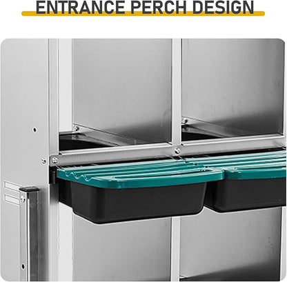 Metal Chicken Nesting Box,3 Compartment Nesting Box for Laying Eggs,Cleanable Pull Out Hen Roosting Boxes,Wall Mount Chicken Brooder Boxes,with Perch,for Hens Gooses Ducks Poultry Farms (Green)
