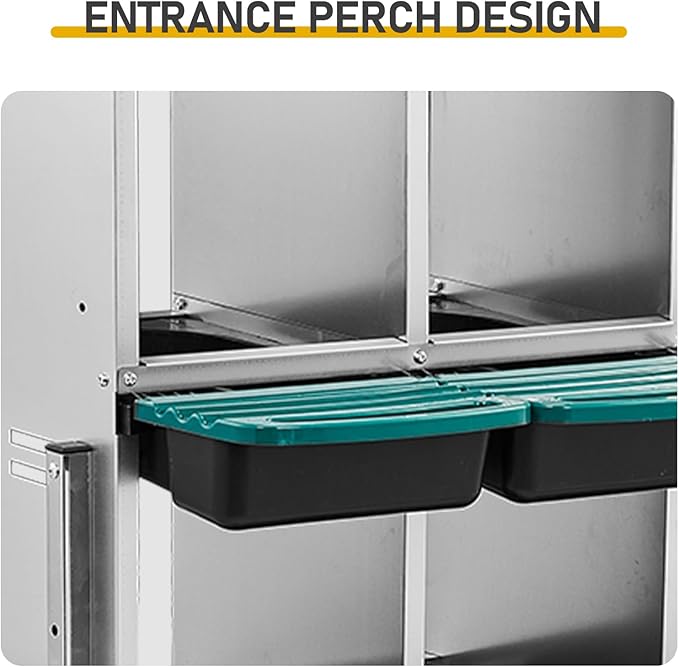 Metal Chicken Nesting Box,6 Compartment Nesting Box for Laying Eggs,Cleanable Pull Out Hen Roosting Boxes,Wall Mount Chicken Brooder Boxes,with Perch,for Hens Gooses Ducks Poultry Farms (Green)