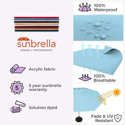 Midtown Umbrellas Push Pop Sunbrella Umbrella 8 Feet Outdoor Umbrella in Capri Acrylic Fabric - Patio Umbrella, Backyard Umbrella, Garden Umbrella, Picnic Table Umbrella & Pool Umbrella - Black Pole
