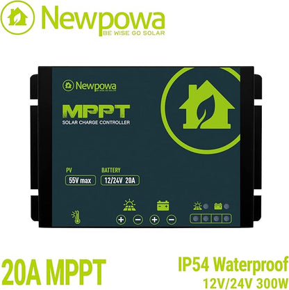 Newpowa 200W Portable Solar Panel Kit with Adjustable Kickstand Case,200Watt 12Volt Foldable Panel+20A MPPT Controller+20FT Controller Cable+20ft 12AWG