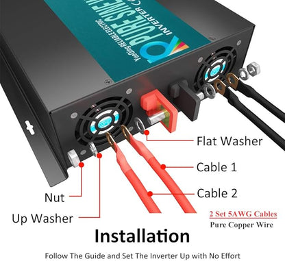 WZRELB 3500W Pure Sine Wave Solar Power Inverter Generator 24V DC to 120V AC Converter Car Inverter