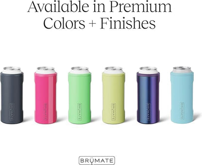 BrüMate Hopsulator Slim Can Cooler Insulated for 12oz Slim Cans | Skinny Can Insulated Stainless Steel Drink Holder for Hard Seltzer, Beer, Soda, and Energy Drinks (OD Green)