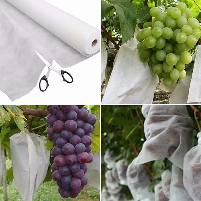 Agfabric Plant Covers Freeze Protection 10'x50' 0.9oz Frost Blankets for Plants Drawstring Bags Shrub Jacket Warm Protection,White