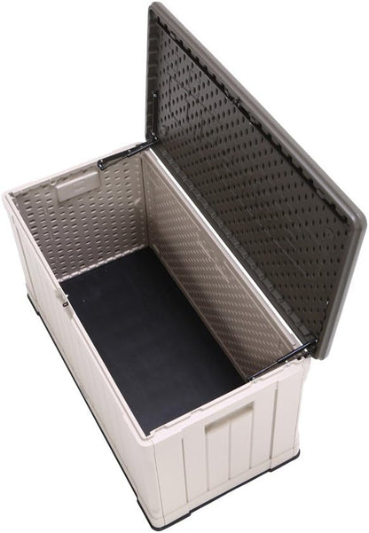 LIFETIME 60186 Heavy-Duty Outdoor Storage Deck Box, 116 Gallon, Desert Sand/Brown