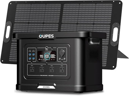 OUPES Exodus 2400 Solar Generator with 100W Panels, LiFePO4 Power Station for Camping, RVs, Home Backup & Off-Grid Adventures
