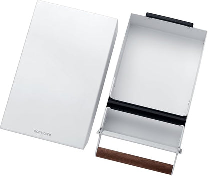 Normcore Espresso Knock Box Drawer, Coffee Knock Box with Walnut Handle, Espresso Dump Bin Separation And Detachable, 304 Stainless Steel, Size: M, Matte White