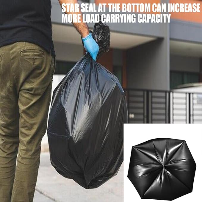 55-60 Gallon Trash Bags, 50 Count Bulk, Black Heavy Duty Garbage bags, Multi-purpose Trash Can Bin Liners for home Commercial, Outdoor, Construction, Industrial, Lawn, Leaf