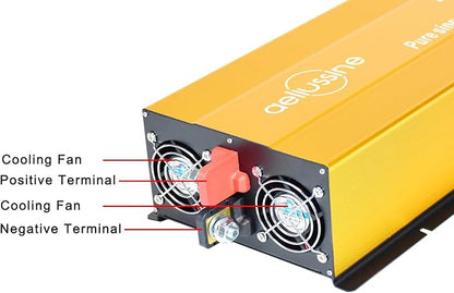 3000W Pure Sine Wave Inverter-12V DC to 120V AC Power Converter with 2 AC Outlets, 12 Volt Power Inverter for Truck, Rv, Camping, Home