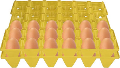 CHICIRIS 5PCS Plastic Egg Trays, 30 Cell Plastic Chicken Egg Flats Crates Holder Reusable Shipping Poultry Egg Cartons for Storage Transportation Home Farm Supplies (Yellow)