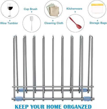 IDEATECH Reusable Silicone Bags Rack, Drying Rack for Storage Bags, Stainless Stand for Reusable Freezer Bags, File Organizer Desktop Storage Book Shelf (Grey)