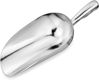New Star Foodservice 34547 One-Piece Cast Aluminum Round Bottom Bar Ice Flour Utility Scoop, 24 -Ounce, Silver (Hand Wash Only)
