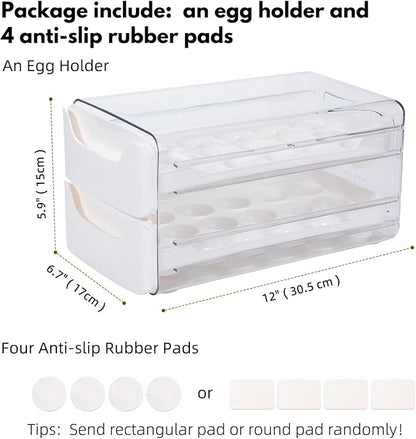Egg Storage for Refrigerator, Egg Holder for Kitchen Countertop, PET & PP Egg Container for Fridge, Egg Dispenser for 36 Eggs, Double Layer, 18 Eggs per Layer (Orange)