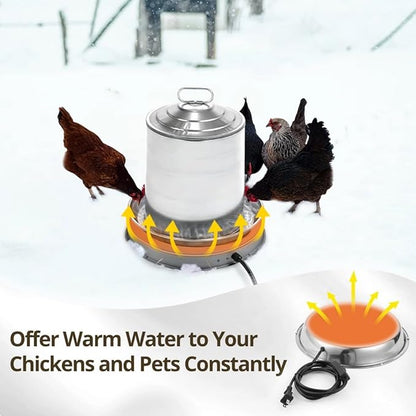 Heater Water Pet for Metal Poultry Founts, Chicken Waterer Poultry Base Deicer Heated Heated Base Pet Water Heater Winter 55 Watts for