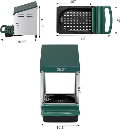 Chicken Nesting Boxes for Laying Eggs,Single Compartment Roll Out Nesting Box Plastic Heavy Duty Chicken Coop with Swing Perch,Hanging Chicken Cage Rolling Egg Collection for Hens, Ducks,Green