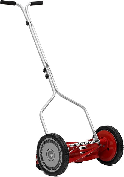 Great States 304-14 14-Inch 5-Blade Push Reel Lawn Mower, Red