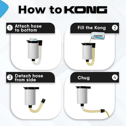 The Kong 2.0 - A Portable Can or Bottle Cooler/Cup With A Detachable, Expandable, Hose To Funnel Your Drink (White)