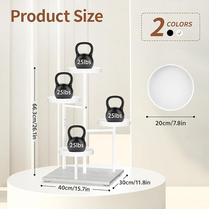 LASZOLA White 4 Tier Plant Stand Indoor Heavy Duty Rack for Modern House Planter, Metal and Wooden Vertical Organizer Decor Narrow Bathroom Floor, Sturdy Multi Level Flower Holder Raised, Cat Proof