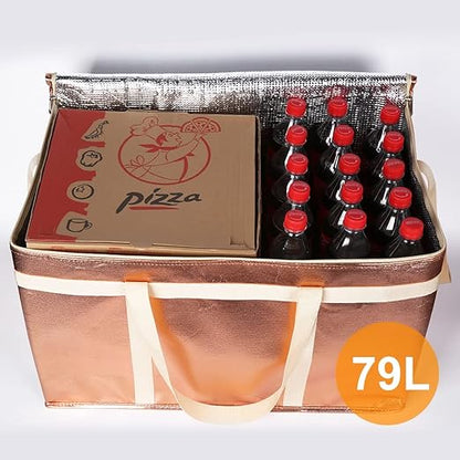 Bodaon XXX-Large Commercial Food Delivery Insulation Bag, Gold, 1-Pack | Insulated Pizza Delivery Bags for Hot/Cold Food, Large Capacity, Reusable Warming Bag for Picnic/Rideshare, Grocery Coolers