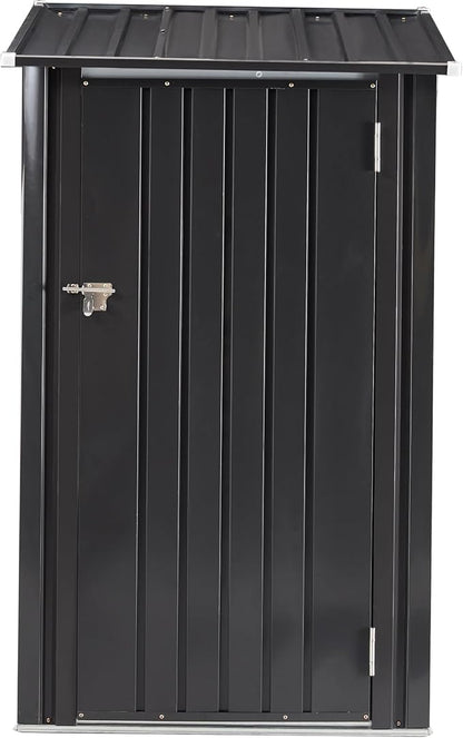 3x3 FT Outdoor Storage Shed, Metal Steel Garden Shed with Single Lockable Door, Small Shed Outdoor Steel Utility Tool Shed, Storage House Waterproof for Backyard Patio, Garden, Lawn, Dark Gray