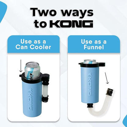 The Kong Skinny Can - Portable Coozie or Bottle Cooler/Cup With Detachable, Expandable, Hose To Funnel Your Drink (Blue)