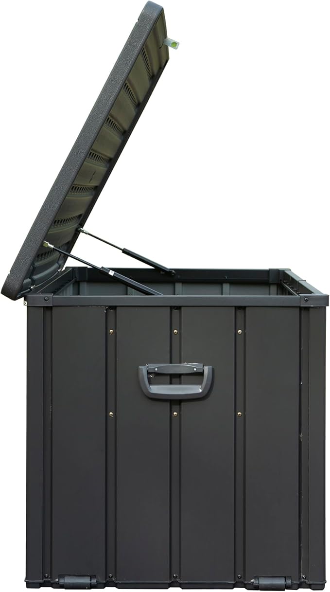Deck Box,100 Gallon Indoor and Outdoor Storage Box, Lockable Large Patio Storage Bin for Outside Cushions, Garden Tools (Dark Grey)