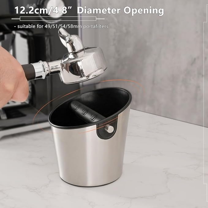CAFEMASY Espresso Knock Box Barista-Tools - Mini Size Stainless Steel Coffee Puck Disposal Knock Box Espresso Machine Accessories Knock Out Box Container Dump Bin